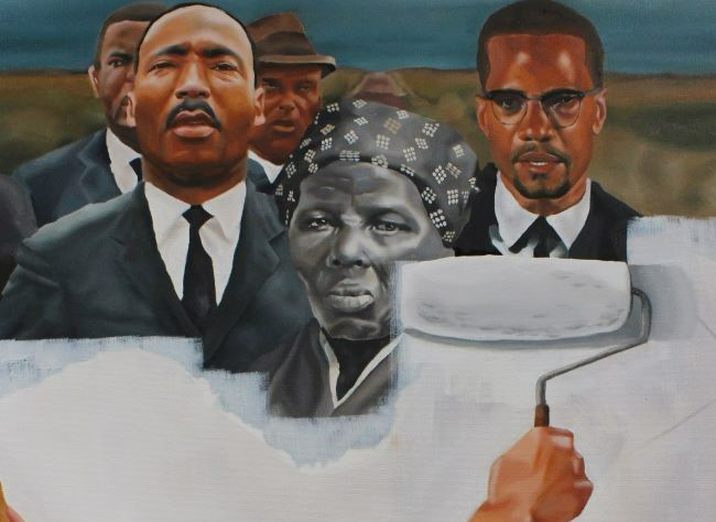 Iconic Black historical figures painted over with the color white
